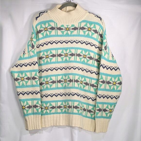 American Eagle Oversized Fairisle Mock Neck Sweater Size S - Picture 1 of 10